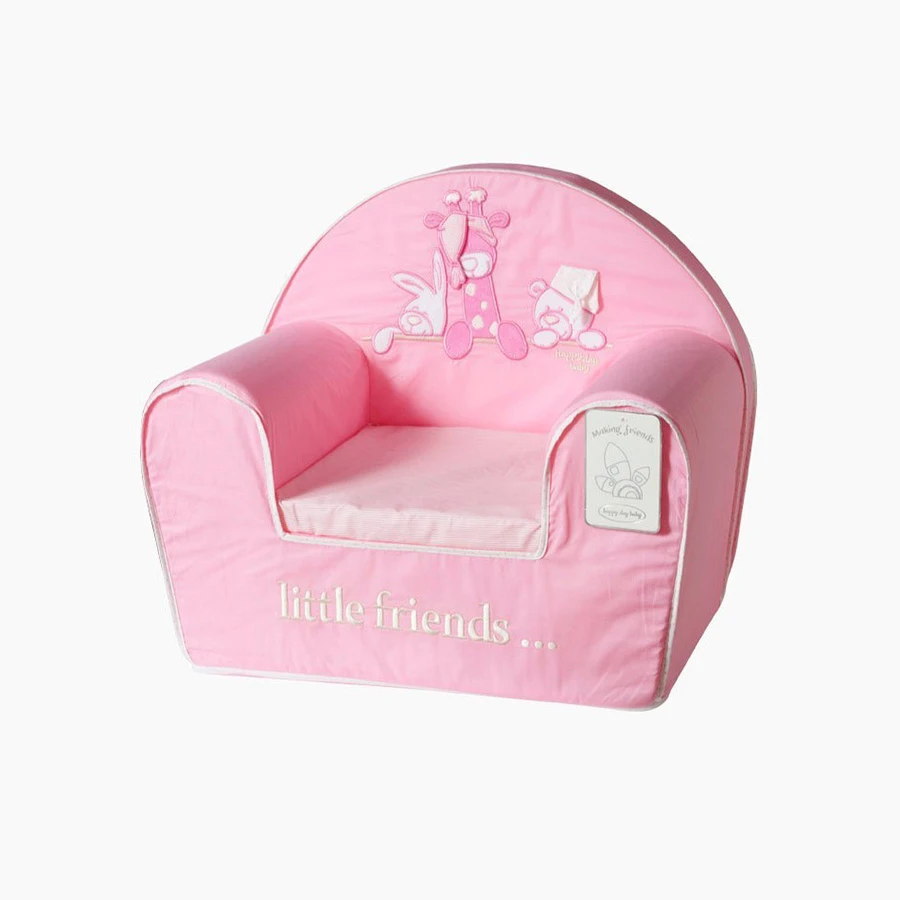 Fotelja za bebe Tri drugara roze - mekana fotelja za decu u roze boji